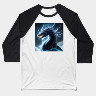 Adult Blue Lightning Dragon Surrounded by Electricity Baseball T-Shirt